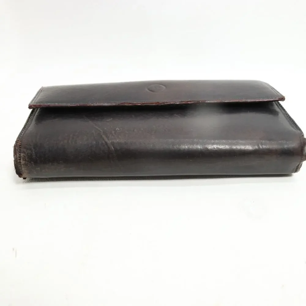 Vtg Valenini Clutch Wallet Black Leather ID Cards Cash Multi Compartments